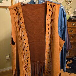 Faux Suede Fringe vest -  3X - new without tags